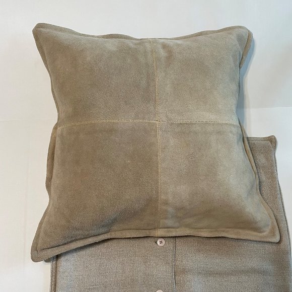 Pottery Barn Accents Pottery Barn Pieced Suede Leather Pillow Cover